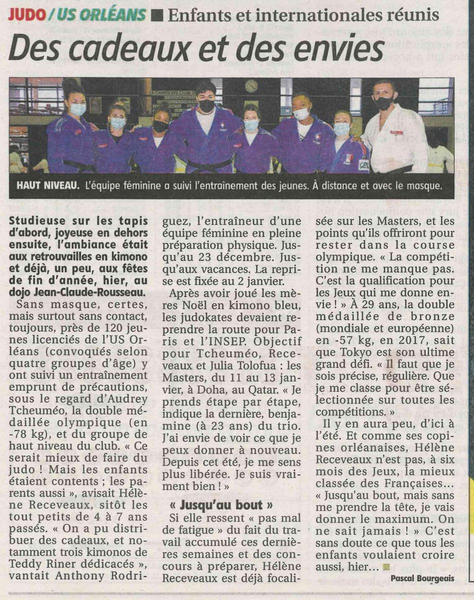 📰Double mise à l'honneur pour l'#usoljj dans <a href="/larep_fr/">La République du Centre</a>  avec 2 articles parus hier et aujourd'hui🤩L'un sur notre Président Jacques LE DU, l'autre sur l'Animation de Noël🎄 qui a eu lieu hier en présence des jeunes et des Championnes du club !
Merci à Pascal Bourgeais !
#judo