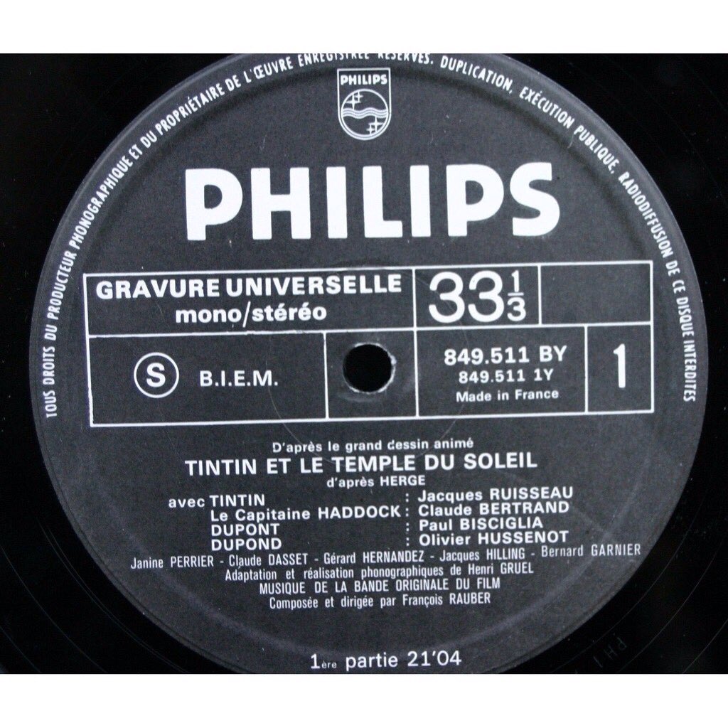 51 years of the premiere in France of the film 'Tintin et le Temple du Soleil'.33 1/3 RPM con lmlire - Ref:118212800Philips-1969 #Tintin  http://www.cdandlp.com/es/herge/tintin-et-le-temple-du-soleil/33-1-3-rpm/r118212800/