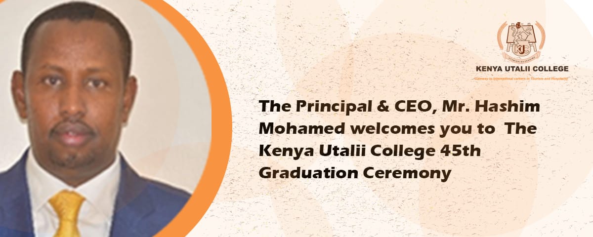 KenyaUtalii's tweet photo. The Principal & CEO, #KenyaUtalii Mr. Hashim Mohamed welcomes you to The 45th Graduation Ceremony. #UtaliiGraduation #Utalii45thGraduation #graduation https://t.co/t56RZCZYzp