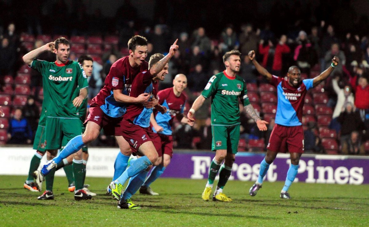 Paul Reid celebrates a goal against Carlisle