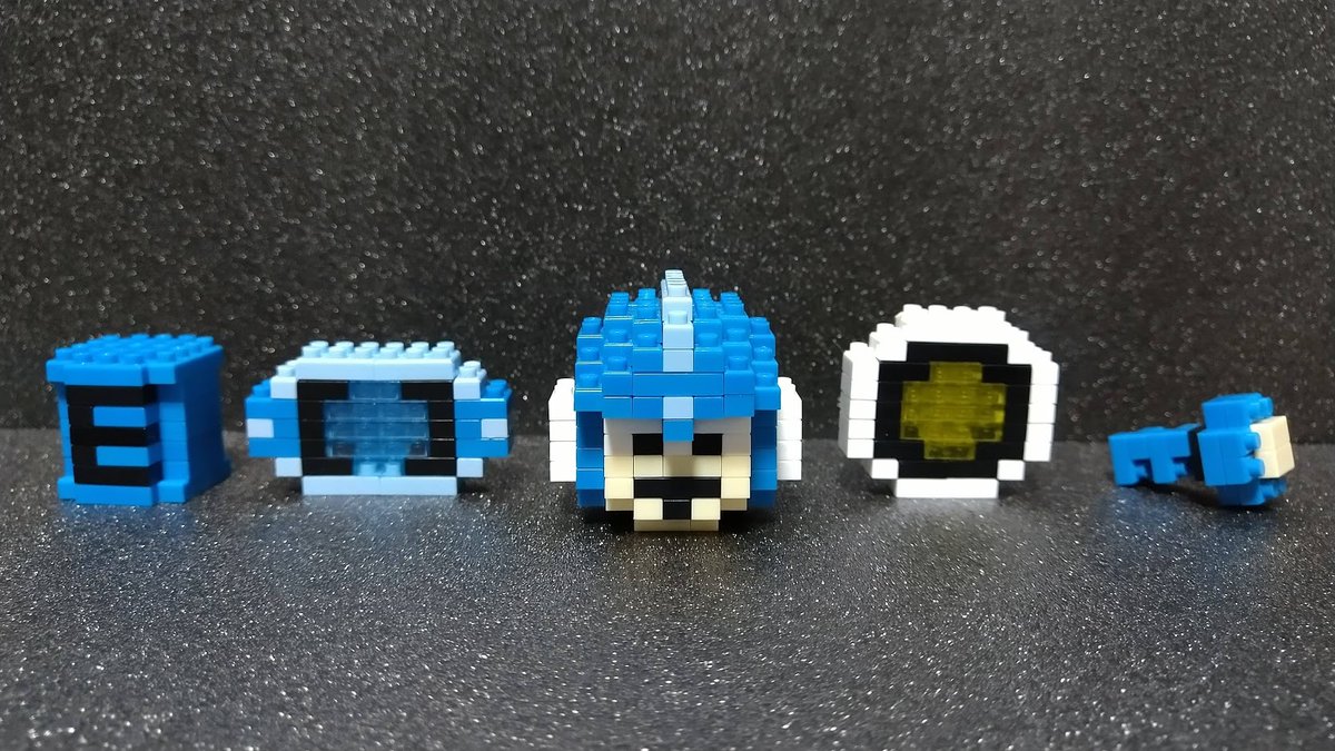 BalalBarrel's tweet photo. 今日は『ロックマン』発売日。過去にプチブロックで作ったロックマンです。バスター3連射エフェクトの他にも、アイテムいっぱい！楽しさ抜群！
#ロックマン #ロックマン33周年 https://t.co/iPMf7BXmCe
