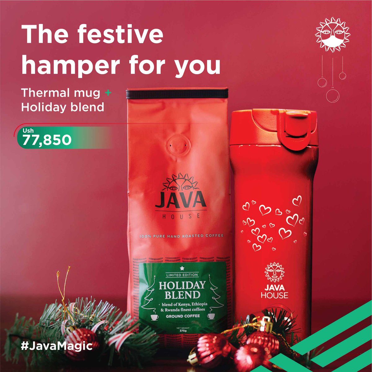 JavaHouseUG's tweet image. Grab these magical Java Festive Gift Hampers today. Perfect gift for your loved ones this holiday. Going for 77,850 and 99,850 shillings depending on the Java items you choose. Available now at Java Lugogo, Jinja, Acacia Place & Total Acacia. ❤️ 🎄🎅🏾🦌 #JavaHouseUG #JavaMagic