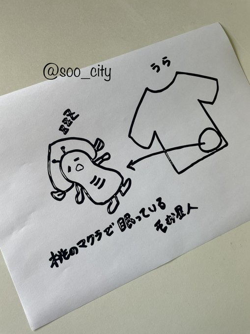 そお星人ももくまさんコラボTシャツラフ画