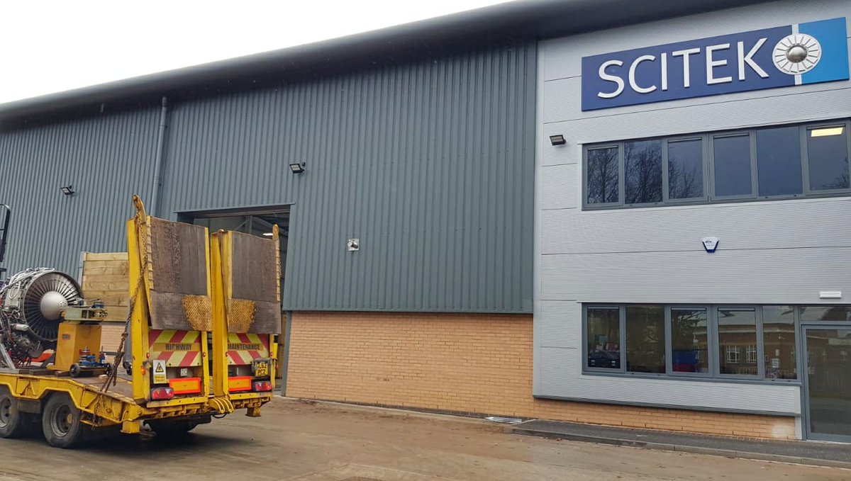 ScitekLtd's tweet photo. Great to have our test engine arrive at our new Victory Road premises yesterday! Pairing nicely with the fan on our recently installed sign from @derbysigns #testrigs #engineering https://t.co/RjsA4KNoXV