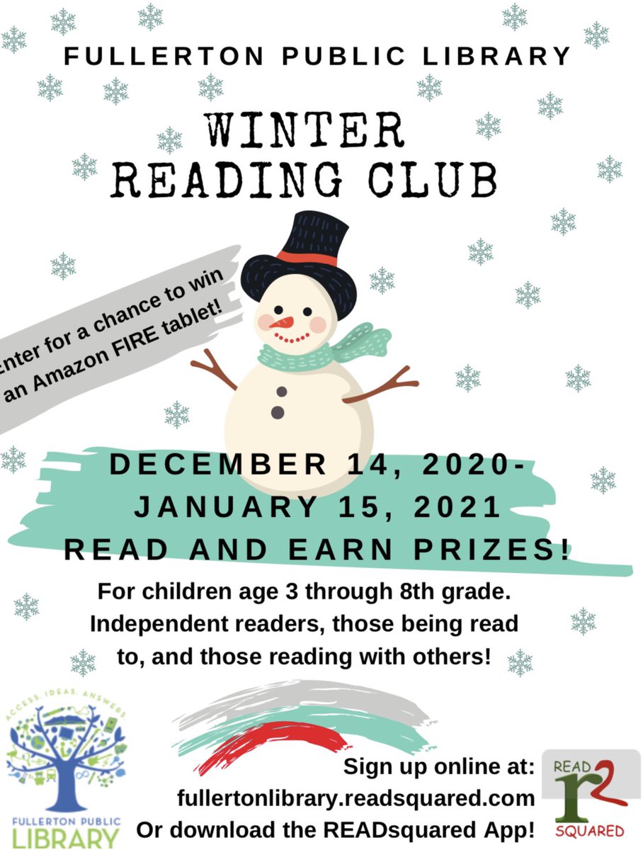 Acacia_Partners's tweet photo. Keep reading Pandas! Participate in the Winter Reading Club through the Fullerton Public Library! Details in the flyer. 💚🐼📚
.
#acaciapartnership #acaciapride #acaciapandas 

@Acaciapride @AcaciaCotsen https://t.co/daUP2Mxhjp