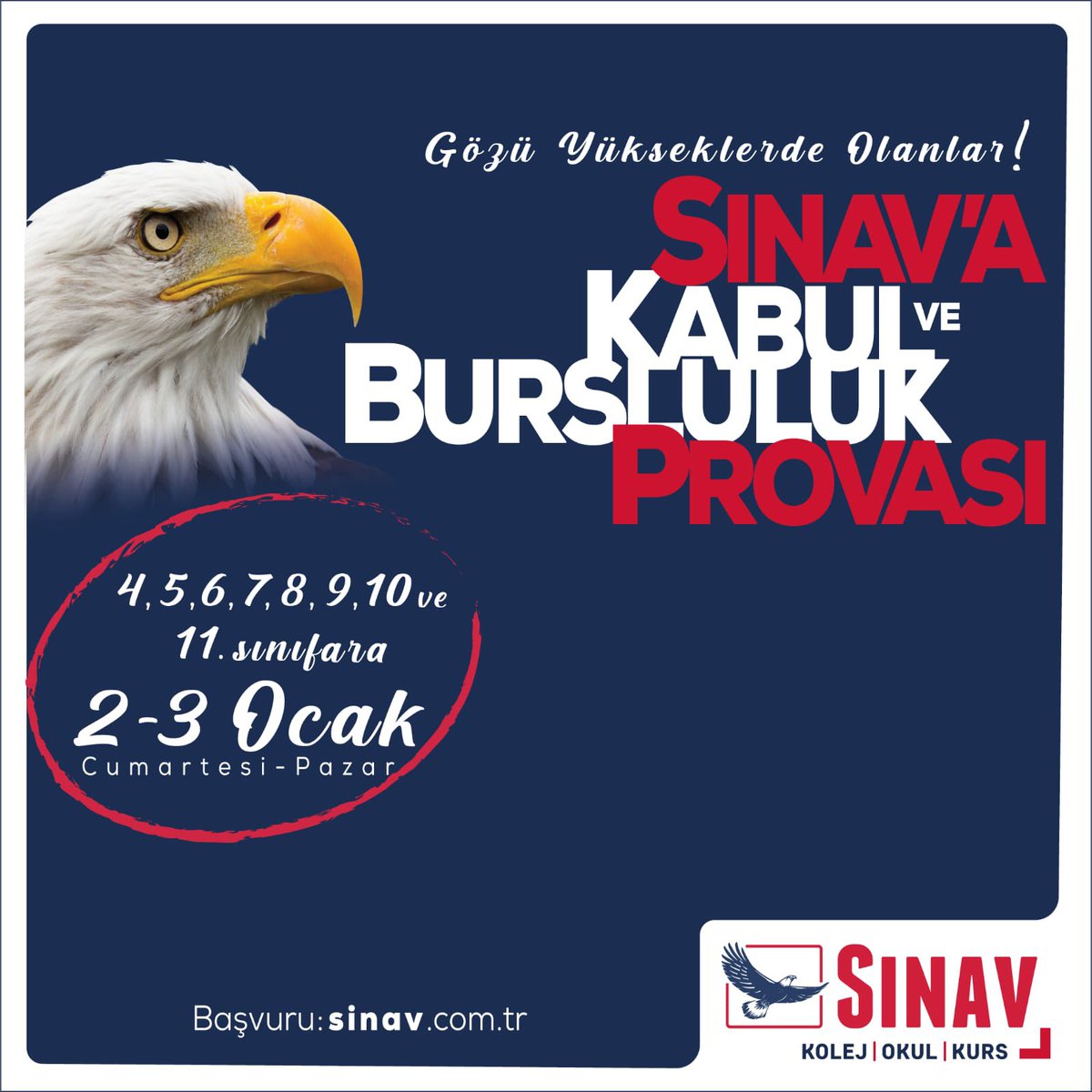 sinavegitim's tweet photo. Gözü yükseklerde olanlar, bu sınavı kaçırmayın!
Sınava Kabul ve Bursluluk Provası 2-3 Ocak’ta!
Türkiye genelinde sınav provamıza başvurular https://t.co/2BpGC7ihtP adresinden yapılıyor.

#SınavEğitimKurumları #BurslulukSınavı #KabulSınavı #sinavcomtr #SınavProvası https://t.co/4hA4nqdiYo