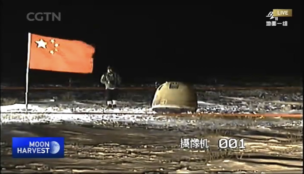 SpaceWatchGL's tweet photo. China’s Chang’e 5 brings Moon samples back to Earth #Change5 #ChinaMoonmission #ChineseLunarExplorationProgramme #Hayabusa2 #Moonsamples #NASA’sOSIRISREx #roboticMoonmission https://t.co/5flM4RYoLJ https://t.co/7gD2IQJf4e