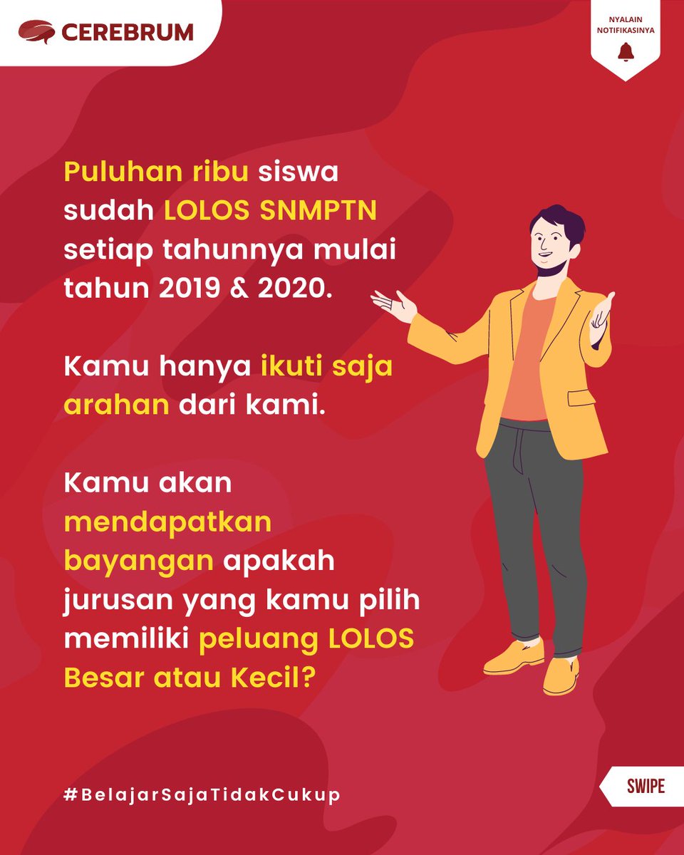 cerebrum_id's tweet photo. Berapapun Nilai Rapormu, Kami Bantu Lolos SNMPTN 2021
.
Yuk ikutan Cerelisasi! Semakin banyak peserta maka data persaingan akan semakin akurat!!! https://t.co/FG5n97xPFS
