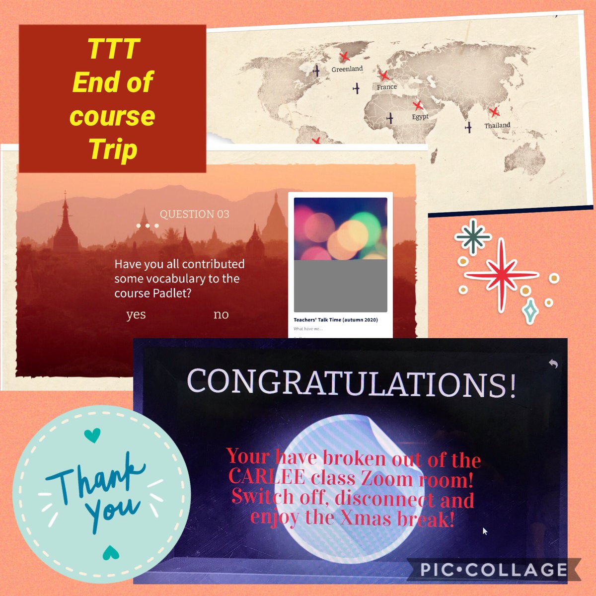 carmyplanehouse's tweet photo. Thank you @natalialzam & @TeacherSarahZGZ for an amazing & inspiring #TTTCourse. Happy Xmas holidays! 🎄⭐️ https://t.co/LKkeDXRmII