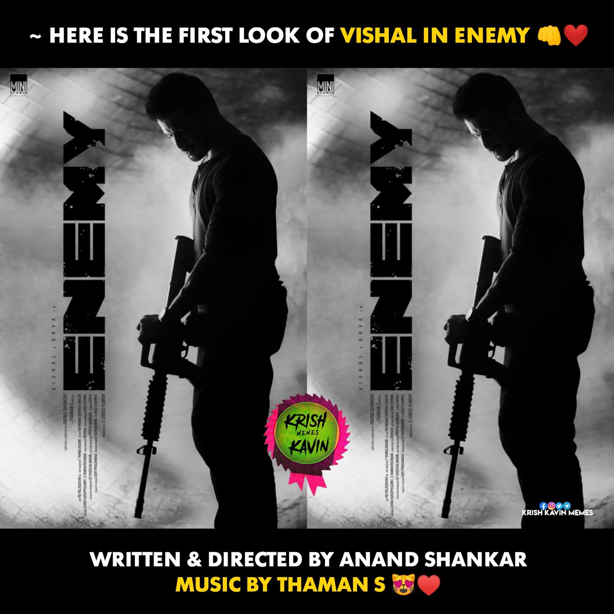 krishkavinmemes's tweet photo. ~ Enemy First Look 👊♥

#Vishal #Arya #EnemyFirstLook #Kollywood https://t.co/0IIjrIVjln