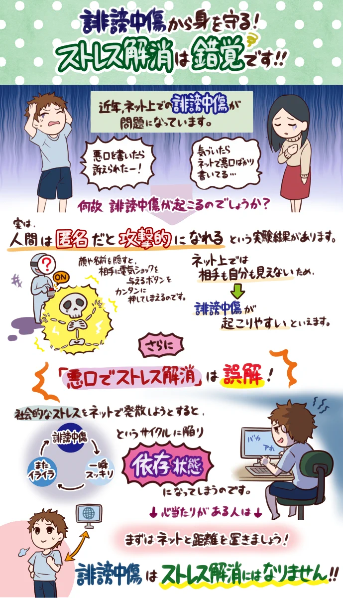 誹謗中傷はストレス解消にならない！心当たりがある人は是非読んでみて！