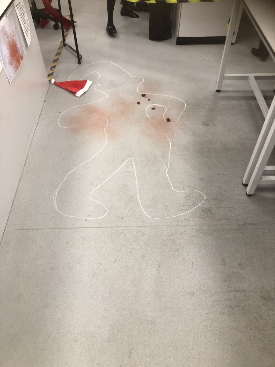 KemnalTC's tweet photo. Who killed Father Christmas? Our scientists were investigating last night! #fantasticscience #fantasticyear7s #fantasticlearners @KemnalTC @TKATAcademies https://t.co/5EiyH7PkVe