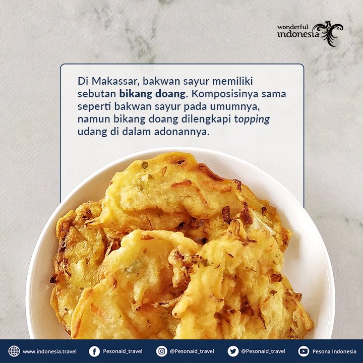 pesonaindonesia's tweet photo. Ini dia beberapa sebutan bakwan di berbagai daerah #DiIndonesia! https://t.co/eWc1YFTELC