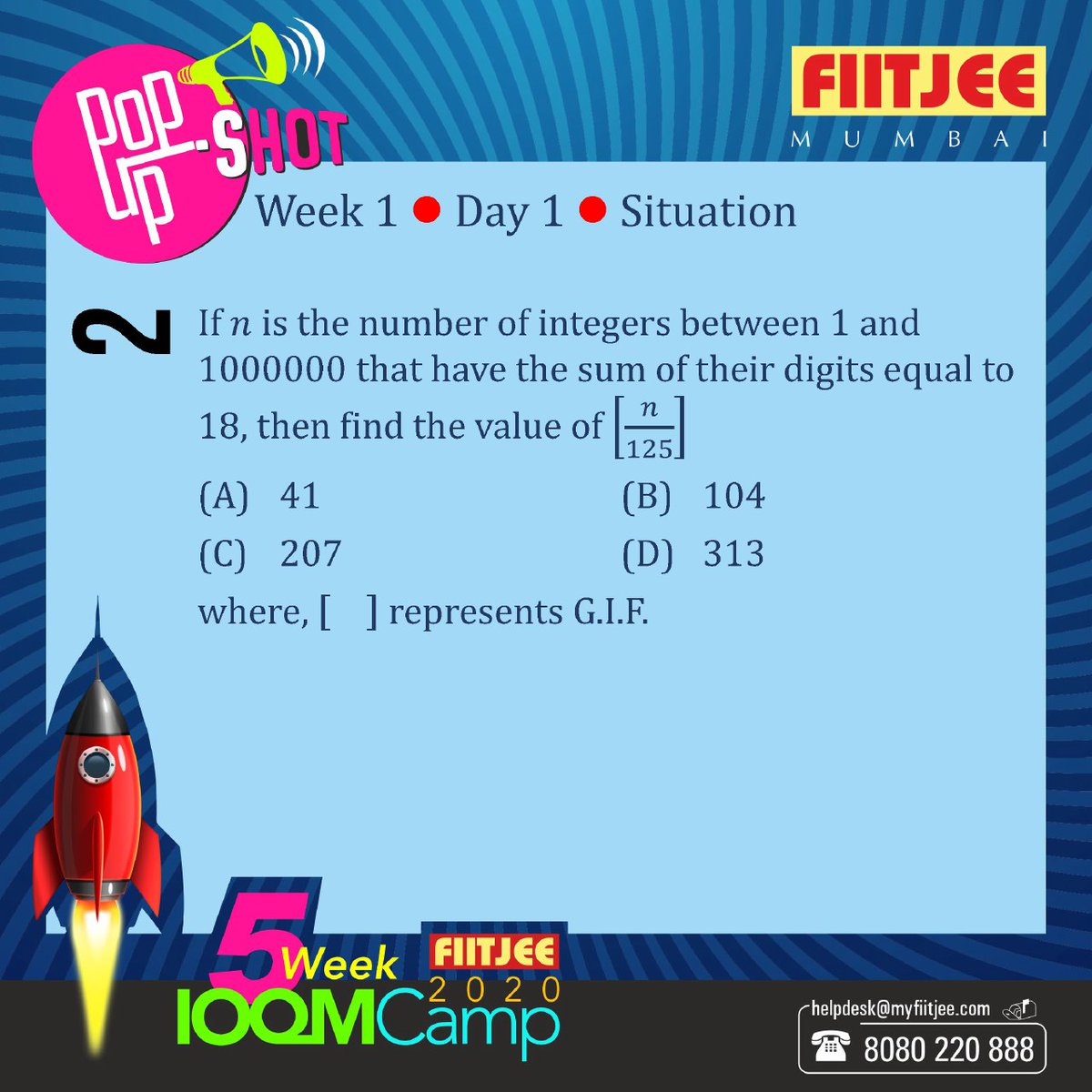 fiitjeemumbai's tweet photo. Sharpen your Math Olympiad skills, plug loopholes & Raise your confidence Level with FIITJEE's 5 Week FREE IOQM Camp '20 starting 14-Dec. To Register visit https://t.co/SSMj2f0M2i
#FIITJEE #IOQMCamp2020 #PopUpShot https://t.co/H8BPkeb1rW