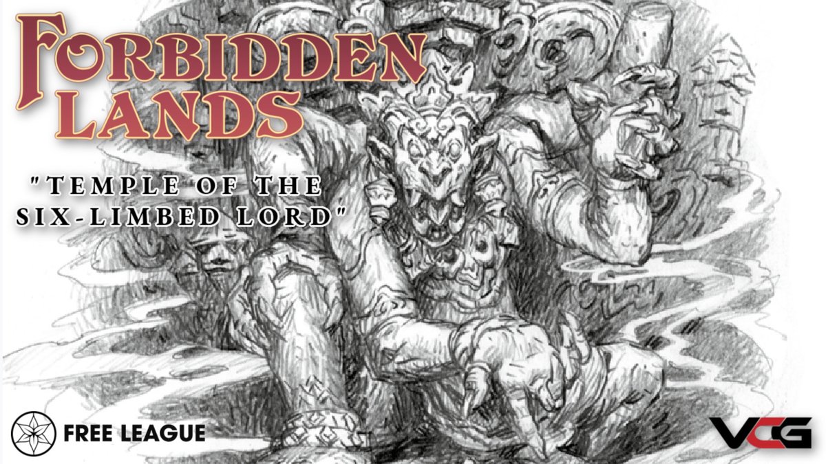 FreeLeaguePub's tweet photo. Actual Play Forbidden Lands "Temple of the Six Limbed Lord" AP simulcast at 3AM CET with @DougVCGaming at the Free League Youtube channel: 
https://t.co/Yjsh01gmPL https://t.co/ZhTKmFldXJ