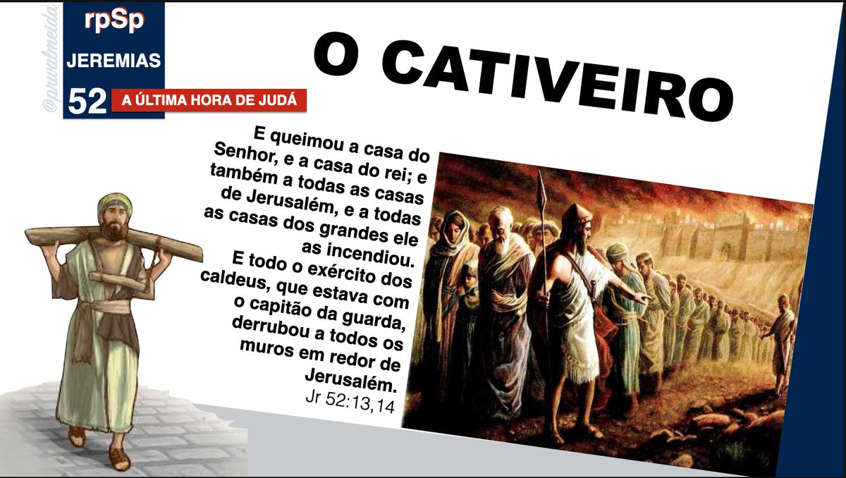 prwalmeida's tweet photo. #Jr52|#rpSp - #cativeiro
Por muito tempo estivera Deus retardando Seus juízos, em virtude de Sua relutância em humilhar o povo escolhido por Ele; mas agora faria recair sobre eles o Seu desprazer, como derradeiro esforço para detê-los em seu mau caminho.(MM-RP, 269)
#PrimeiroDeus https://t.co/FaqwrhgIM7
