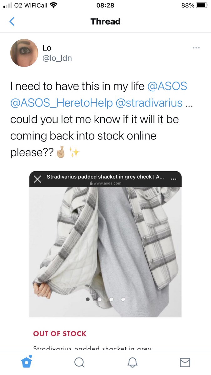 lo_ldn's tweet photo. @ASOS_HeretoHelp @ASOS @stradivarius Size M arrived but too big 😫 gutted ... Will you be getting the smaller sizes anytime soon please??? https://t.co/W17WlkzyKU
