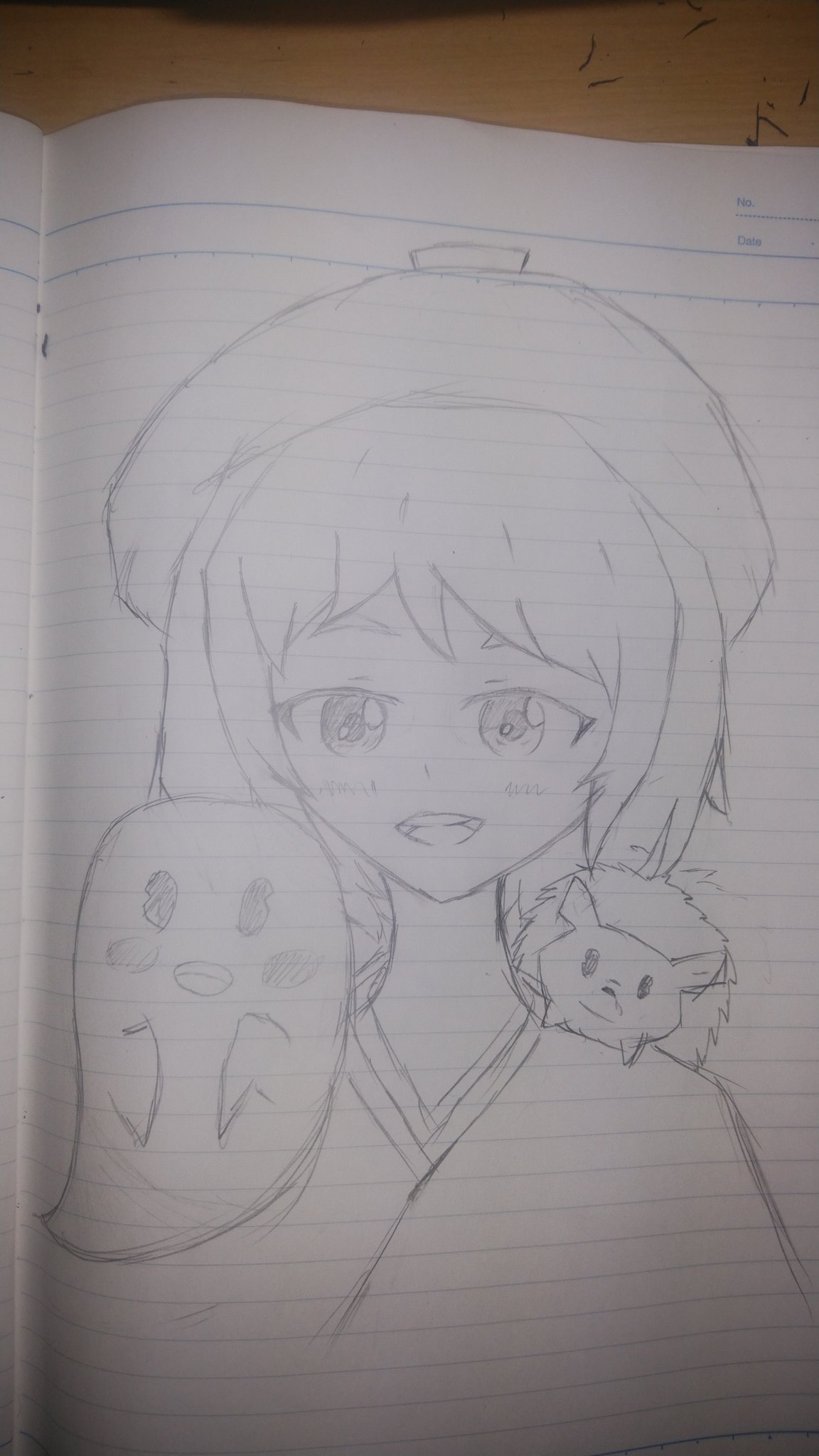 肉球の暴力 みゃぁのん 描いてしまった 神望まこちゃんのイラスト 色塗りの技術がなさすぎてアナログ それもシャーペンの イラストだけど W いつか ファンアート全てを色塗りで綺麗に出来るくらいになるんだ あと 服の模様は難しくて描け