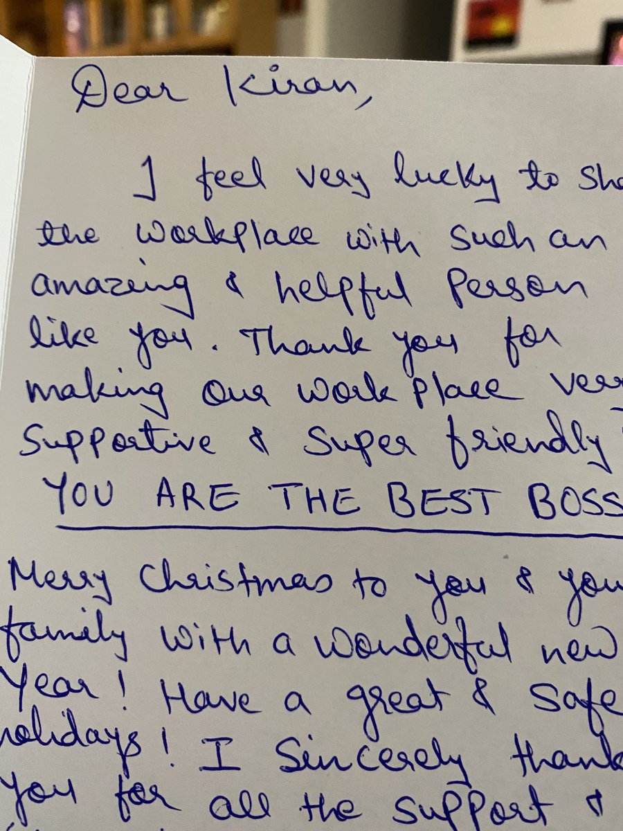 A nice handwritten card from my team member... gives me some comfort that I’m doing something right in this difficult time #humbled #Christmasgifts  #team #WomenInSTEM