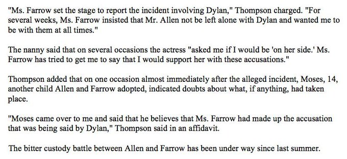 dezilahevelyne's tweet photo. @caod4444 @EricNaulleau Une conviction que Moses avait déjà partagée au moment des faits en 1992. Woody Allen et Soon-Yi Previn ont eu 2 filles qui contrairement aux enfants de Mia, n'ont jamais eu à se plaindre de maltraitance. https://t.co/CAyoG3UXdV https://t.co/hQTqzvub24