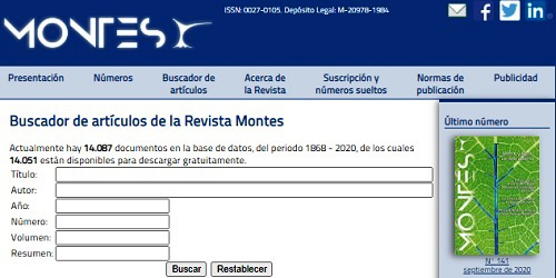 Nuevos artículos disponibles para descarga en revistamontes.net/Buscador.aspx