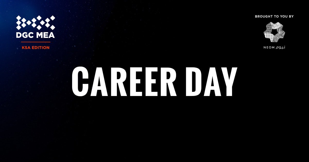 DGCMEA's tweet photo. DAY 3! - CAREER DAY
It’s the final day of #DGCLive - you still have time to register! 
https://t.co/Wfnn2wIVQj

Learn all about building a career in the gaming &amp; esports industry, #femalegamers in #KSA and so much more! 

#DiscoverNEOM  #اكتشف_نيوم 
#DGCMEA https://t.co/tR8LTSU43e