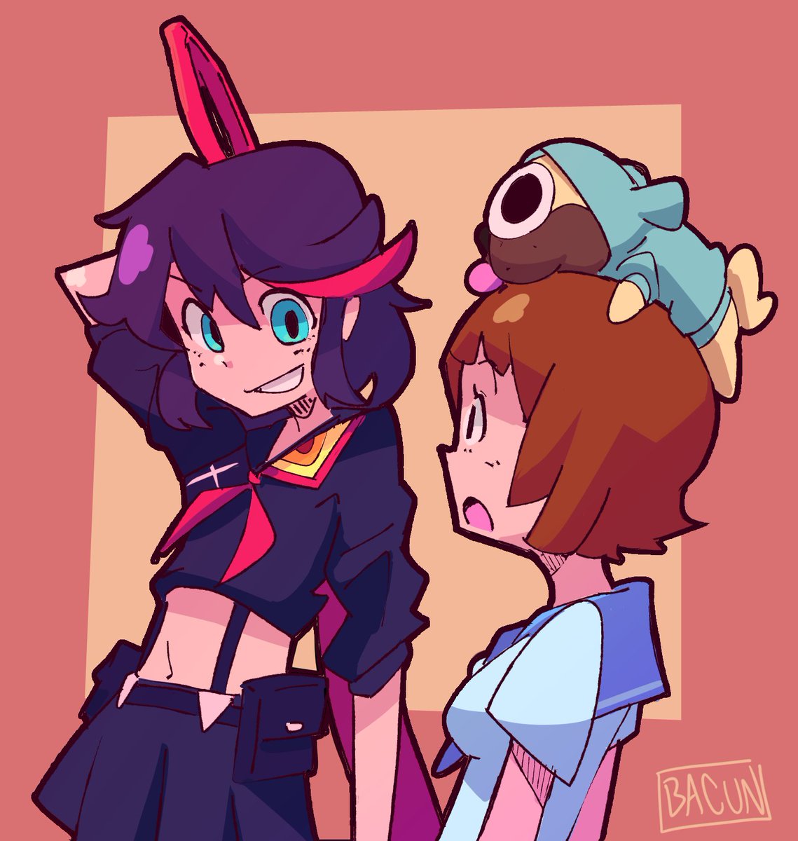 Ryuko and Mako walkin and talkin