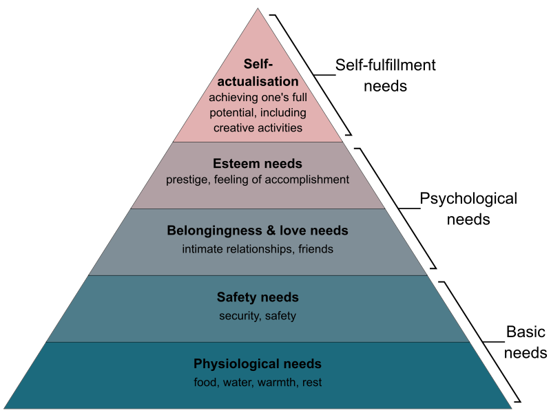 When thinking needs you can't really overpass the Maslow's theory of hierarchy of needs. If we think universities we should aim to mee the need for self-actualization and transcendence (meta-motivation).3/13
