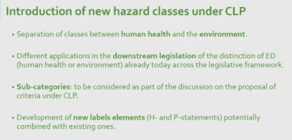 #EndocrineDisruptors @EU_Commission
 proposing introduction of new ED hazard classes under #CLP ... some more details ...