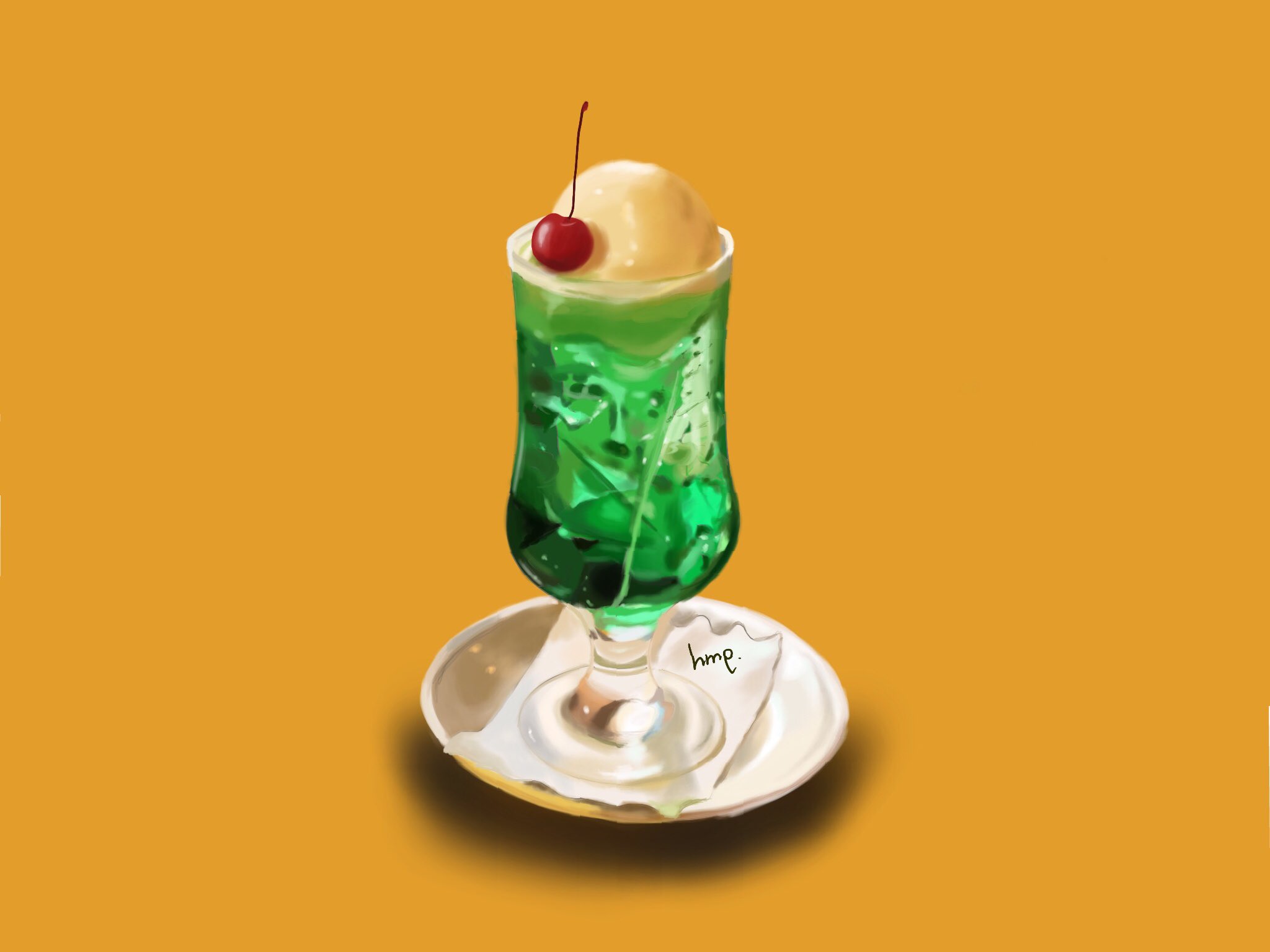 油絵 ミニ絵画 クリームソーダ 油絵 Studiodeiure It