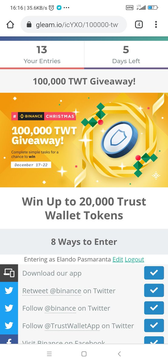 Binance 100 000 Trustwalletapp Token Twt Giveaway Complete Simple Tasks For A Chance To Win 000 Twt Click Below To Enter T Co Wgqavhqtbu