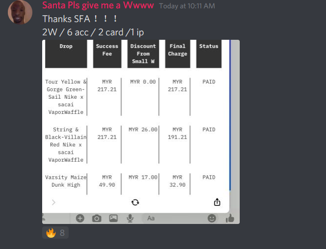 snkrsforall's tweet photo. #SFASuccess by π₯
Santa Pls give me a Wwww#4723
Greaper99#4794
Saphrix#0600
ren#3444 https://t.co/GJLT5O8ZsJ