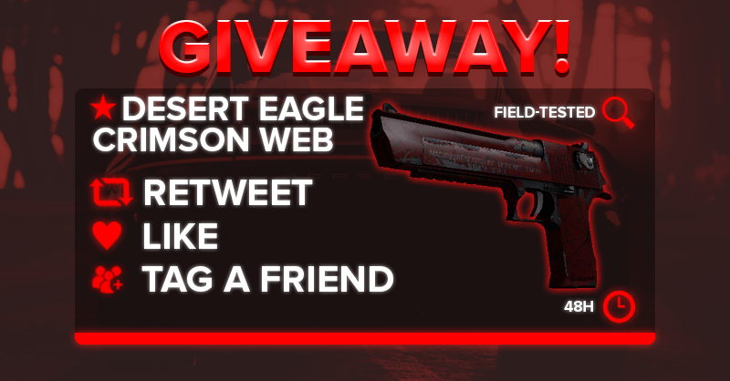 Tomas1120_'s tweet image. 🔥CS:GO GIVEAWAY🔥

🕸️Desert Eagle | Crimson Web - Field Tested

➡️TO ENTER:

🤝Follow @tomas112000 &amp;amp; @MarSsid17
🔃Retweet
🤓Tag 1 friend

⏰Giveaway ends in 48 hours!

#Giveaway #CSGOGiveaway #CSGO