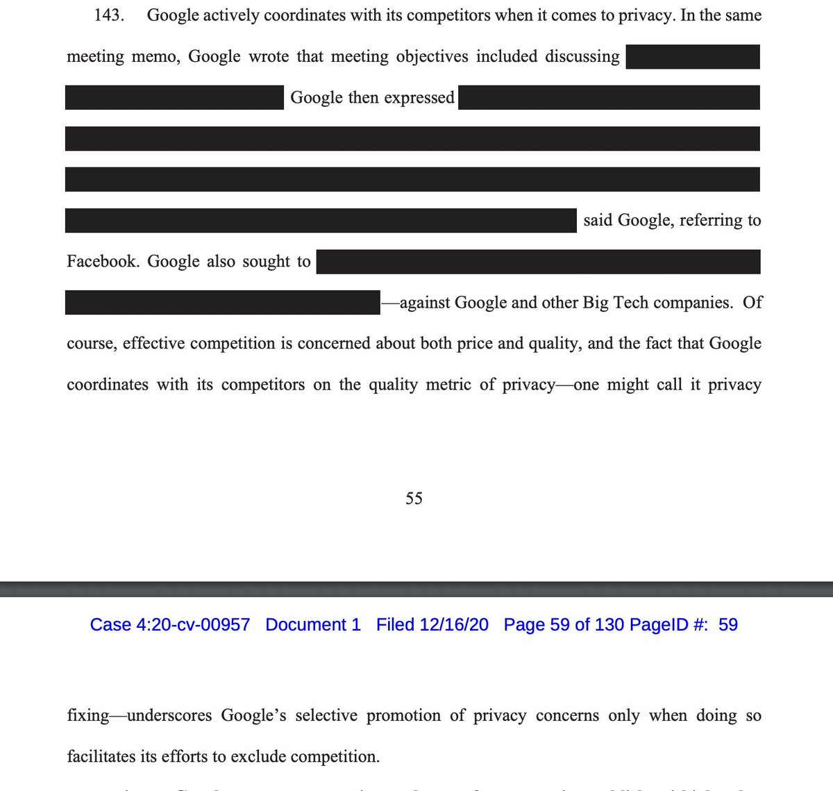 johnnyryan's tweet photo. The Texas Attorney General uses a good phrase: "privacy fixing". 
This is a collusive behaviour like price fixing on with a low standard of privacy. 
"Privacy fixing" has become the purpose, or at least the practice, of organisations like the IAB. https://t.co/SEUZoGXhx5
