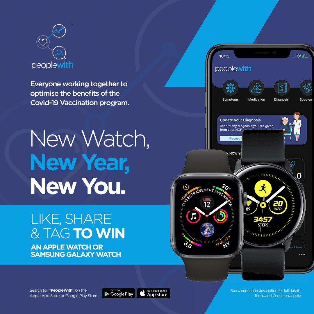 As its getting close to the New Year, PeopleWith™ have decided to hold a competition to win a top of the range iOS or Android smart watch.
You just have to;
1. Like this post
2. Retweet 
3. Follow us
Don’t forget to tag friends and family 
#Competition #Win #Appstore #googleplay