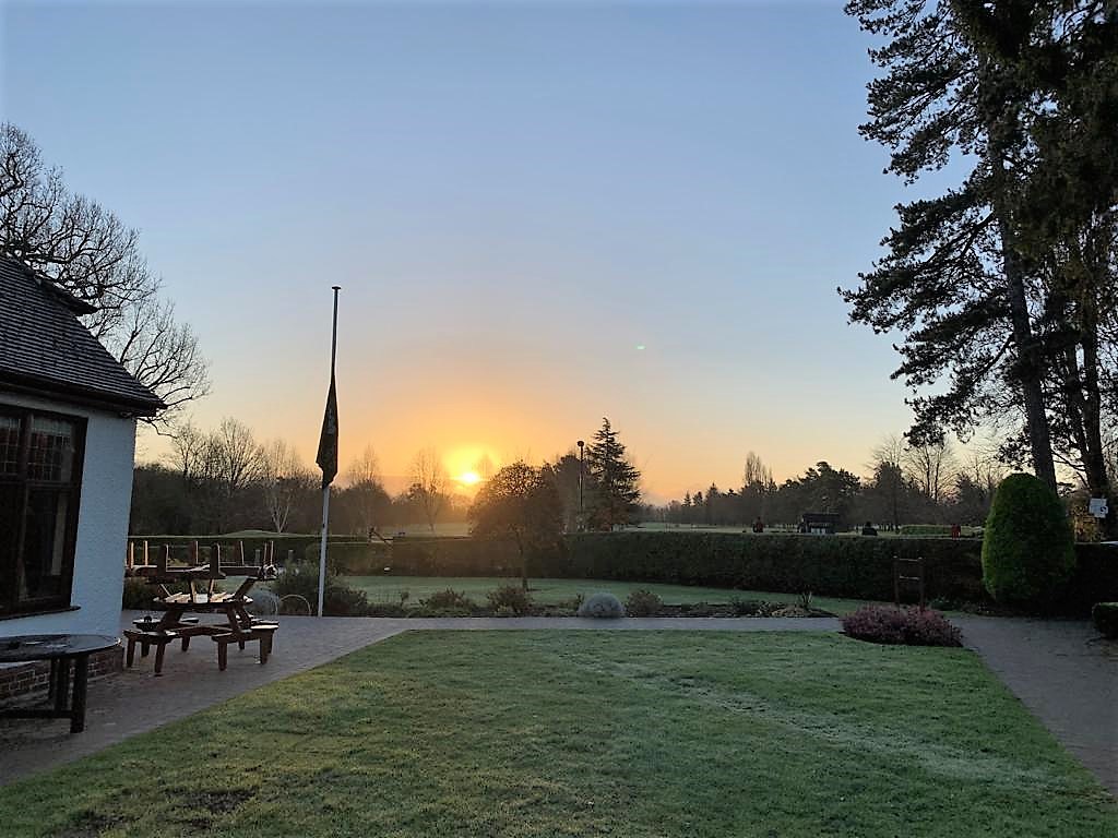 ProWoodcote's tweet photo. Sun rising on another day (thank goodness we have our golf) Clubhouse is closed but the Pro Shop remains open @WoodcoteParkGC 
#golf #tier3 #staysafe https://t.co/gpsuSV43hv