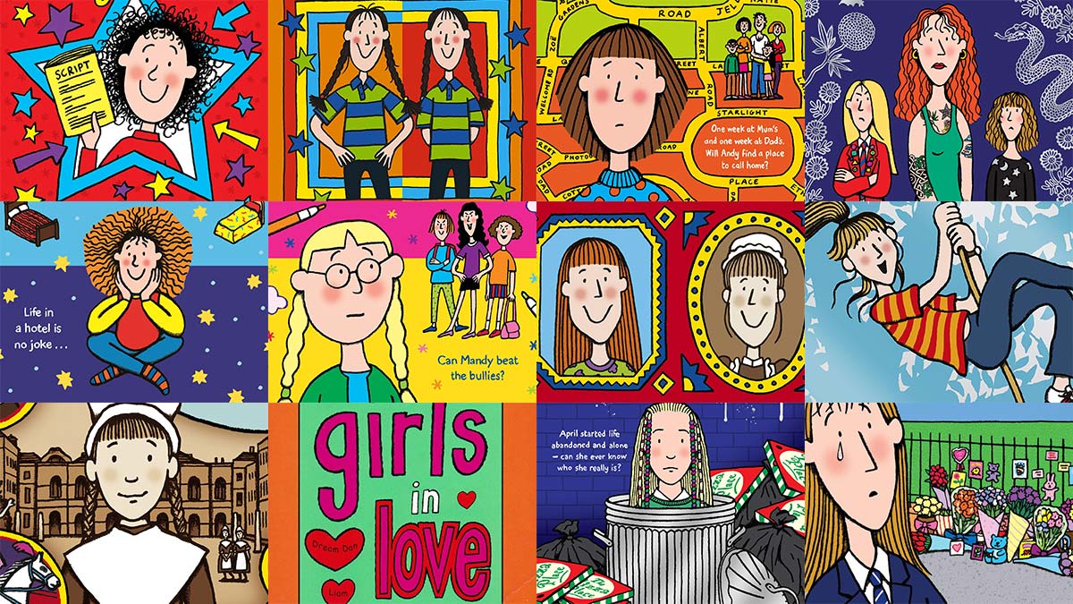Booktrust's tweet photo. Today we are wishing a VERY happy birthday to the incredible Dame Jacqueline Wilson! 

We'd love to hear which of her books is your favourite (mainly because we are really struggling to choose just one!) @FansofJWilson 

Pics: Nick Sharratt https://t.co/vNQTkjG1nk