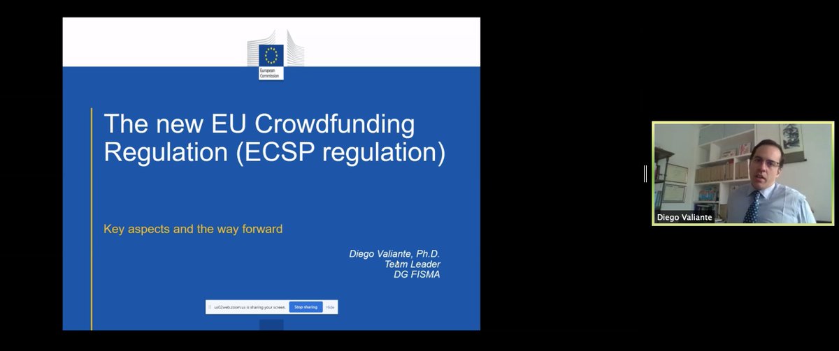 eurocrowd's tweet photo. LIVE NOW: Day 3 of our ECN #CrowdCon, Diego Valiante from @EU_Finance kicking-off the day with an overview on the road to #ECSP proposal and future steps that @EU_Commission plans to implement to foster a pan-European #crowdfunding industry. Follow the conference live on YouTube. https://t.co/urnDL5OgS8