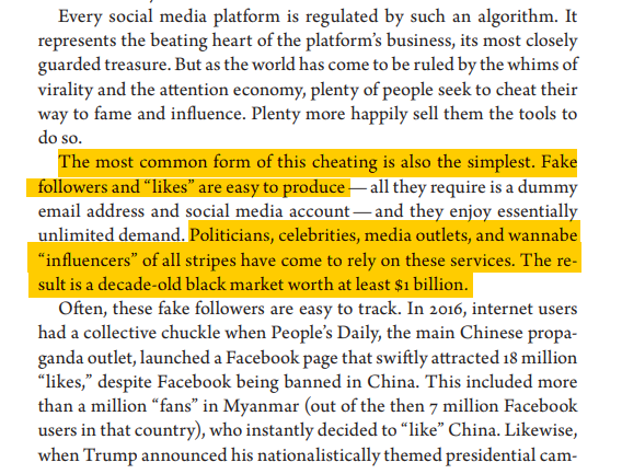 The most common form of cheating on social media is the fake followers, likes and retweets. Politicians, journalists and anyone who wants to be an influencer online buys them to increase their online value.21/n