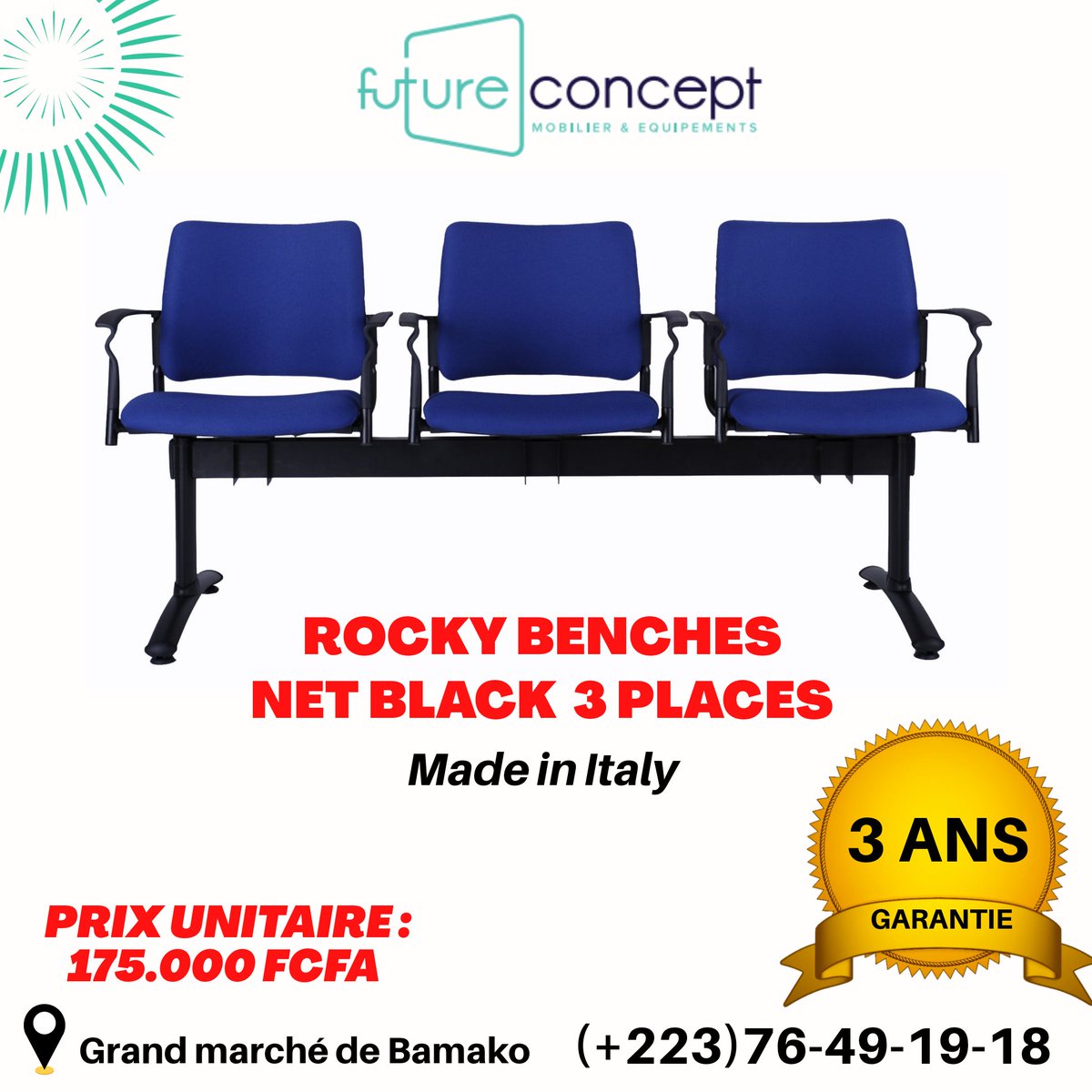 FutureConcept5's tweet photo. 𝐁𝐚𝐧𝐪𝐮𝐞𝐭𝐭𝐞𝐬 𝟑 𝐩𝐥𝐚𝐜𝐞𝐬 𝐑𝐨𝐜𝐤𝐲 𝐝𝐢𝐬𝐩𝐨𝐧𝐢𝐛𝐥𝐞𝐬 𝐜𝐡𝐞𝐳 𝐅𝐮𝐭𝐮𝐫𝐞 𝐂𝐨𝐧𝐜𝐞𝐩𝐭 !
Envie d'équiper votre salle d'attente ?
Ce choix est fait pour vous !
Contactez-nous directement : (+223) 66754080 / 76491918
#futureconcept #banquettes #équipements https://t.co/8cloS0LJtq