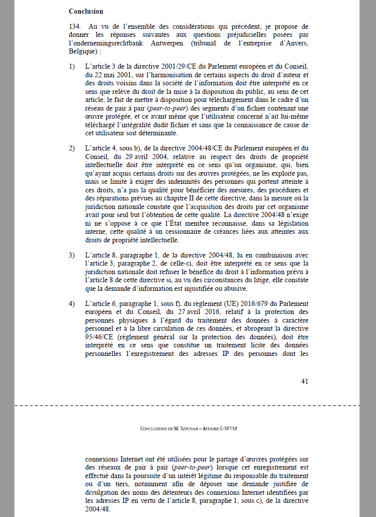Cadeau <a href="/Nextinpact/">Next.ink</a> : CJUE, les conclusions (importantes) c 597/19 cdnx.nextinpact.com/data-next/file… shorter : P2P, RGPD, communication au public.