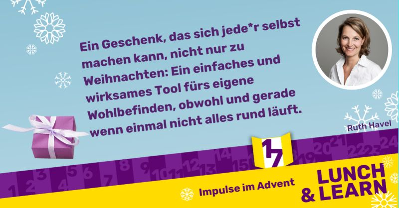 🎄 Kennst Du die positive Wirkung, die durch das Beantworten von 4 kleinen Fragen am Abend entstehen kann? Ruth gibt Dir einen Anstoß für ein Geschenk an Dich selbst im 17. Türchen den Adventskalenders. linkedin.com/feed/update/ur…
#LunchLearnImAdvent #journaling