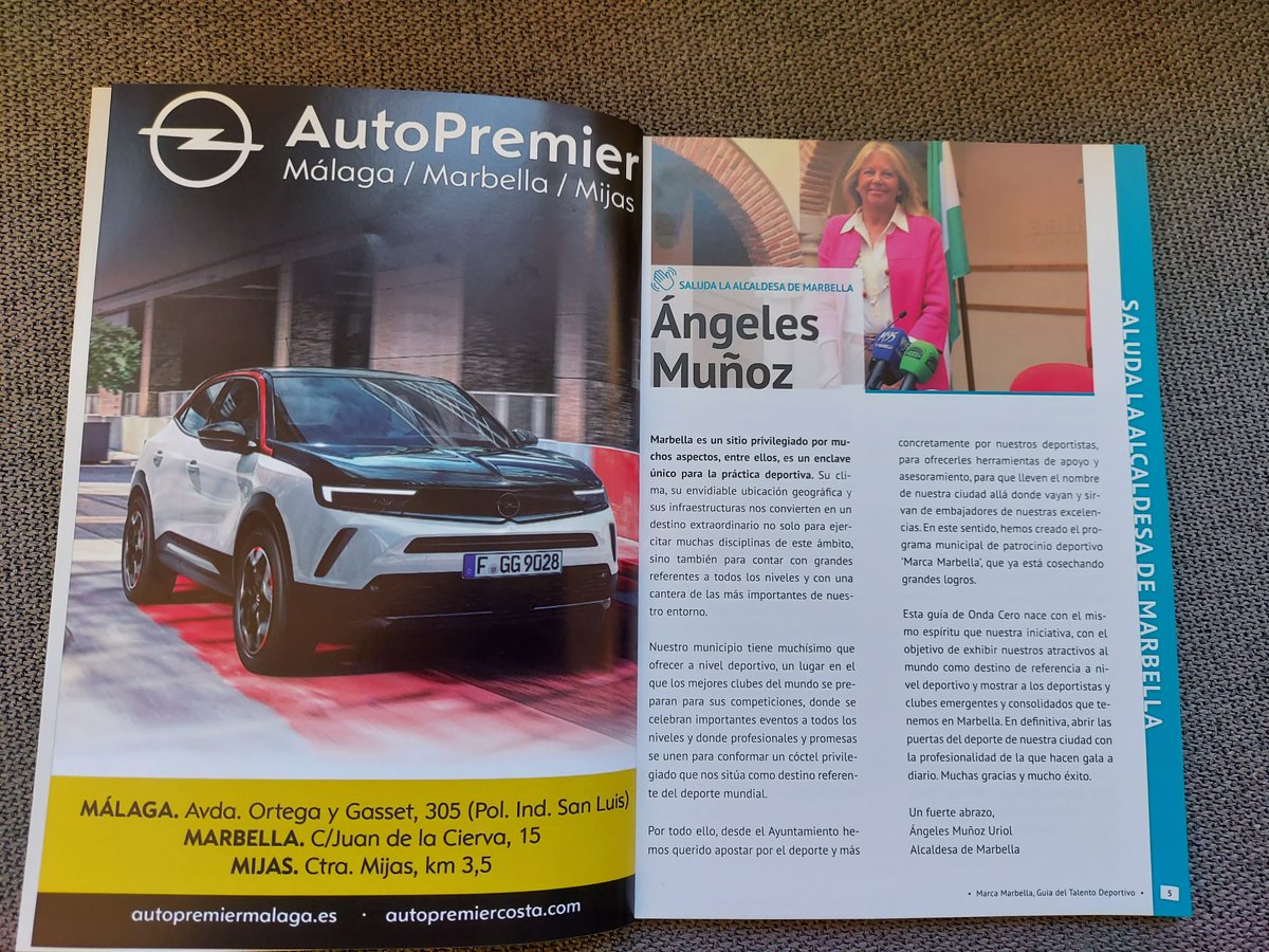 AutoPremierOpel's tweet photo. Hoy se ha celebrado en #Marbella 📍 la presentación de la Guía de Talentos Deportivos elaborado por @Onda Cero Marbella y donde #OpelAutopremier ha participado.
En la foto, nuestro gerente, Pedro Narváez, posando con alguno de los protagonistas. 🙌 https://t.co/70wk9Ba8U8