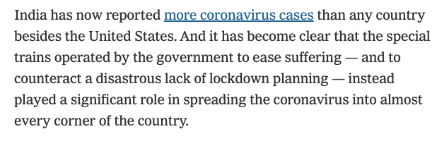 The fact that India has reported second highest number of cases comes as a surprise to  @nytimes reporters. What else would one expect from the second most populous country in the world. The most populous country & source of Chinese Virus stopped reporting cases.