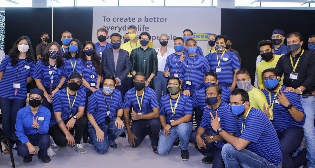 AUThackeray's tweet photo. An absolute joy to have visited the IKEA store in Navi Mumbai along with MIDC CEO Anbalgan ji and Sweden CG @annalekvall ma’am. 
500 direct jobs for local youth, gender equality and 300 indirect jobs in times of pandemic is a boon! https://t.co/iwcMRWjFao