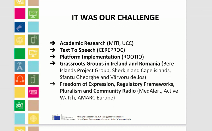 Fascinating overview of the #GrassrootsRadio project, starting from the social role of radio, by Francesco Diasio of <a href="/amarceuropa/">AMARC Europe</a>. We are having a great start! #CommunityRadio