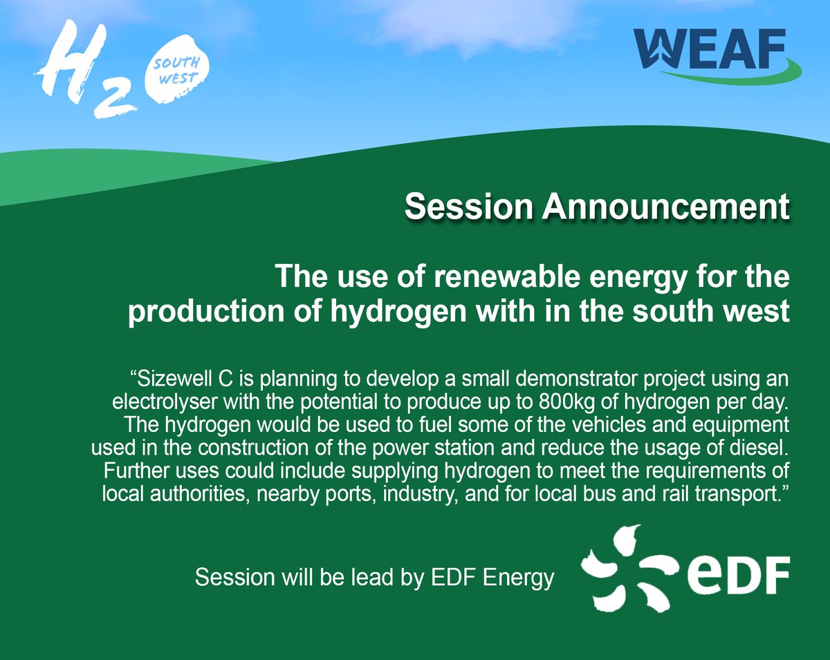 ADS_southwest's tweet photo. We are delighted to announce that @edfenergy will be doing a session on the use of renewable energy for the production of hydrogen with in the south west!

Securing your place to attend our virtual summit: https://t.co/ZMlqD4oz2c

#h2sw #hydrogen #sustainableaviation https://t.co/6Z9IrZnmFP
