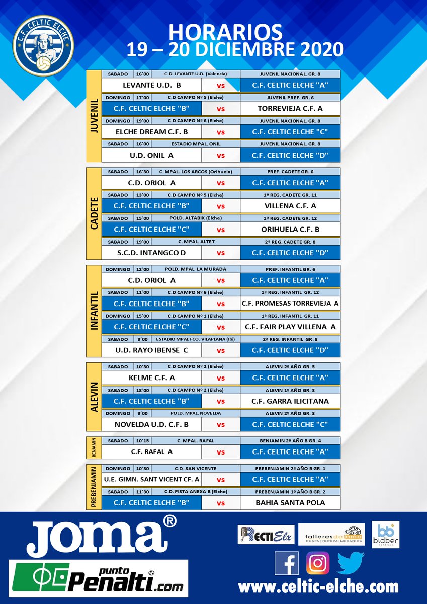 celtic_elche's tweet photo. ⏰Horarios de este fin de semana.

🔵⚪#CelticElche⚪🔵 https://t.co/4ZXpJqhWmT