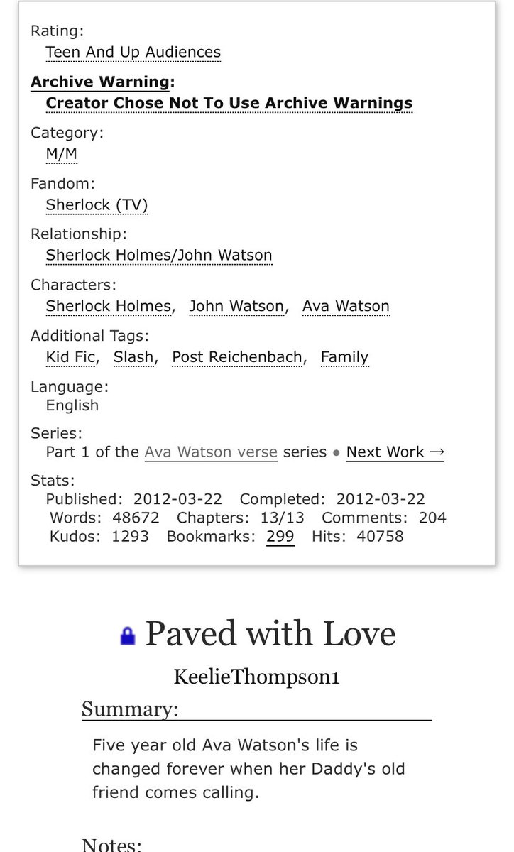  https://archiveofourown.org/series/20112&nbsp;I’ve read this series so many times now, that I’ve lost count. Love the relationship that develops between the kid and Sherlock, the drama will knock your breath out. #12DaysOfSherlock