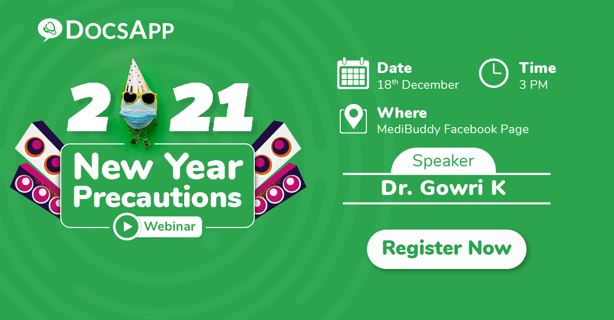 DocsApp_in's tweet image. Are you ready for 2021? We have made it through this year. Now it is time to usher in the New Year in a safe way. Our expert talks about the precautions to be taken while celebrating the New Year.
Register Now:  forms.gle/vmdy6gd1ewEH68…
#DocsApp #AapkaHealthBuddy #webinar